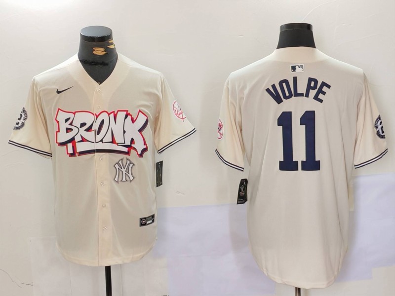 Men New York Yankees #11 Volpe Cream joint name 2024 Nike MLB Jersey style 4
